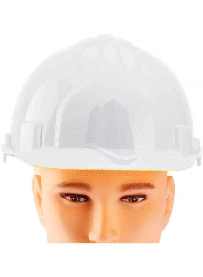 Royal Apex Adjustable Polyethylene 6-Point Industrial Safety Helmet - Protective Construction Work Cap For Industrial And Structural Workers (White) - Image 3