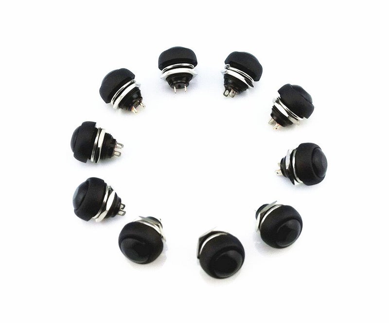yueton Pack of 10 Color Black Flush Mount Momentary On Off Reset Push Button Switch Round Toggle Switch for Car Boat
