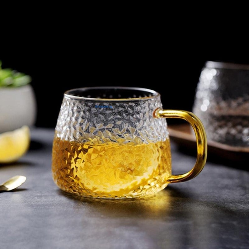 SYANKA Italian Premium Glass Coffee Mug Tea Cups Set of 4 410 ML Transparent Golden Handle Brewing Tea Glass Mugs Perfect for Americano Cappuccinos Lemon Tea Green Tea and Beverage - Image 2