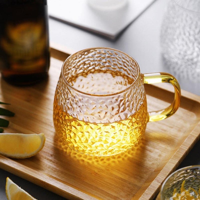 SYANKA Italian Premium Glass Coffee Mug Tea Cups Set of 4 410 ML Transparent Golden Handle Brewing Tea Glass Mugs Perfect for Americano Cappuccinos Lemon Tea Green Tea and Beverage - Image 3
