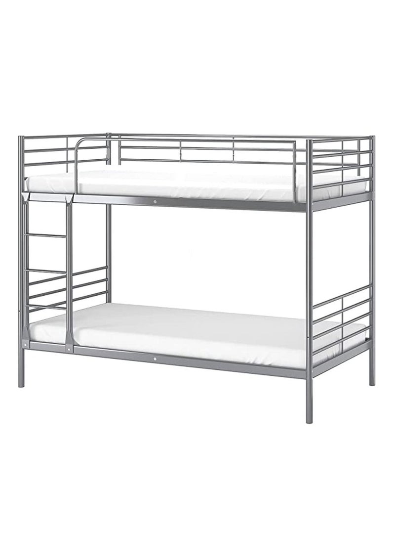 KARNAK Bunk Bed Metal Frame Safety Rails, Built-In Ladder Heavy Duty With 2- Medicated Mattress  - Image 1