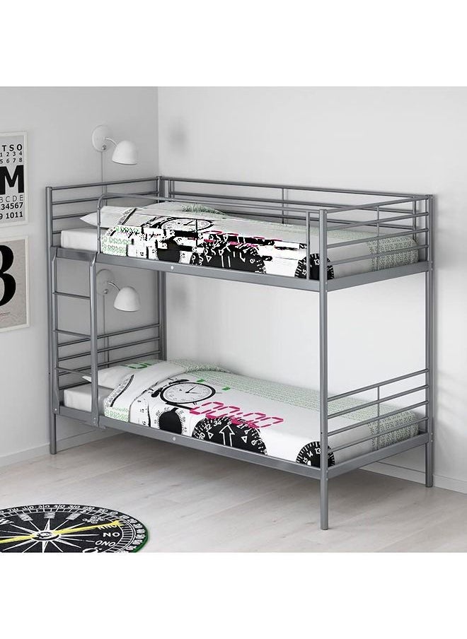KARNAK Bunk Bed Metal Frame Safety Rails, Built-In Ladder Heavy Duty With 2- Medicated Mattress  - Image 2
