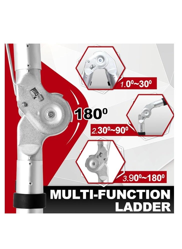 Aluminium Folding Telescopic Ladder, 5 m Extendable Ladder, Non Slip Aluminum Ladder, Stair Ladder, Multifunction Ladder, Extendable Telescopic Ladder with 150kg Load Capacity - Image 3