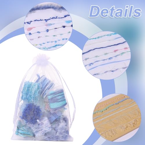 RACIOCK 20 Pcs of 2-Yard Original Art Yarns - for DIY Art Yarns for Jewelry Making, Junk Magazines, Knitting, Crafts, Textile Decorative, Tassels, Vintage Yarn Card Making (Blue) - Image 5