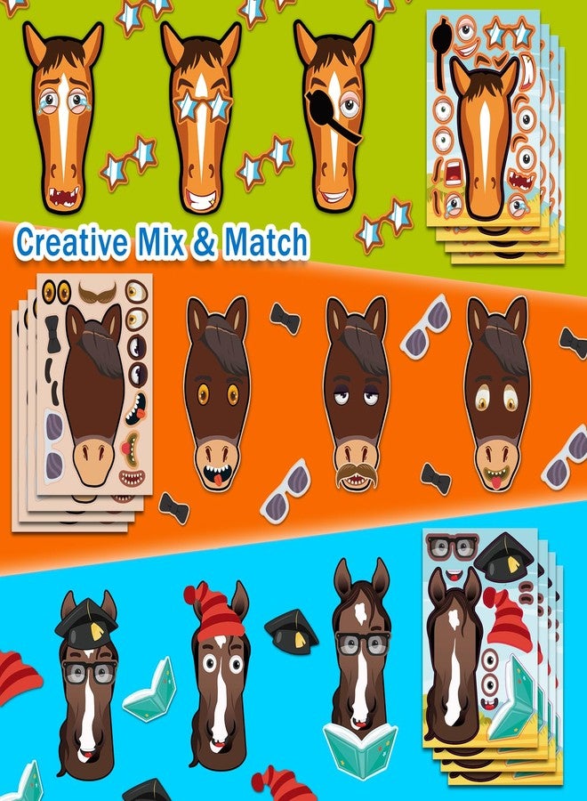 Aowplc 48 Pcs Make A Horse Sticker Sheets Mix and Match for Kids Horse Party Favors Supplies Birthday Gifts Activity Crafts - Image 4