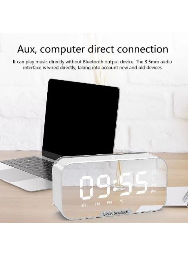 Multifunctional Digital Alarm Clock with Bluetooth Speaker, FM Radio & Phone Holder – Dual Alarm, Temperature Display, Clear Stereo Sound with Strong Bass, Supports Bluetooth/TF Card/USB/AUX Input, Compact Elegant Design for Bedroom, Office & Travel - Image 5