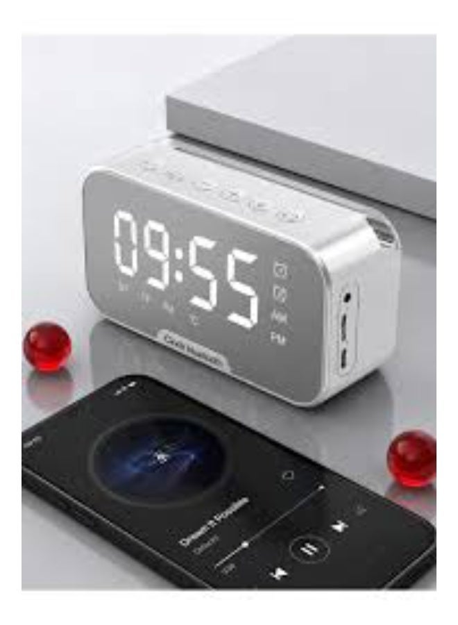 Multifunctional Digital Alarm Clock with Bluetooth Speaker, FM Radio & Phone Holder – Dual Alarm, Temperature Display, Clear Stereo Sound with Strong Bass, Supports Bluetooth/TF Card/USB/AUX Input, Compact Elegant Design for Bedroom, Office & Travel - Image 4