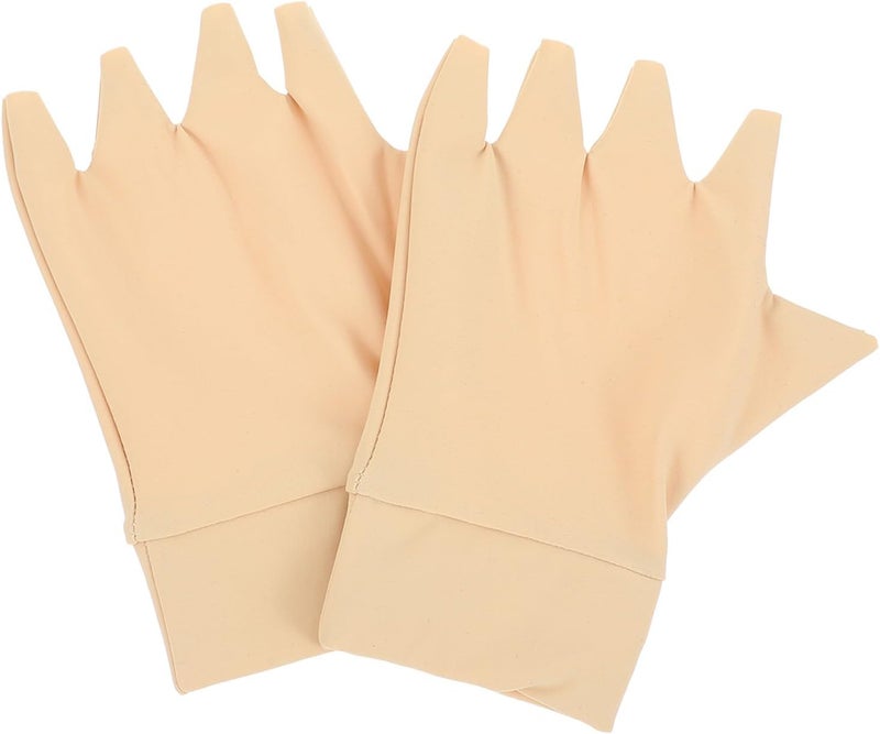Arthritis Compression Gloves, Half-finger Breathable Hand Protectors for Swelling Relief, Skin Color Elastic Pressure Gloves for Joint Support and Management - Image 1