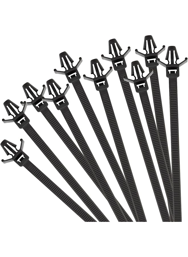 promass 100PCS 6 inch Car Wire Tie Straps Nylon Push Mount Cable Tie, 50 lbs Tensile Strength, Self-Locking Cord Zipties for Homehold Construction Industry Electronic Industry Auto - Image 1