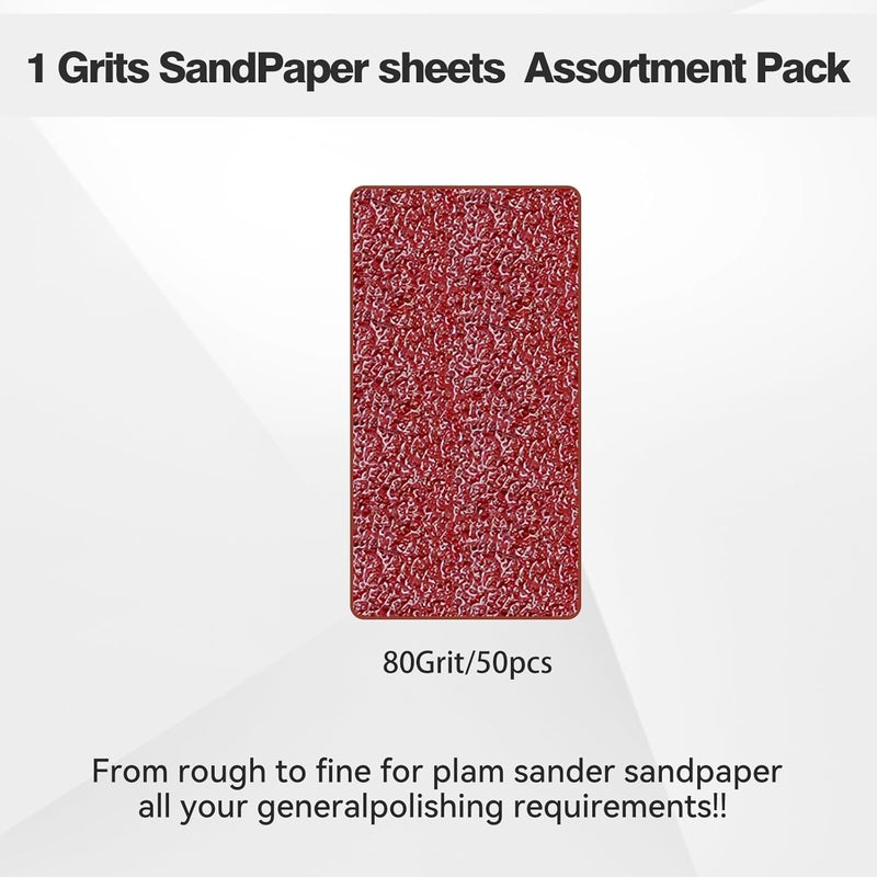 BAOSTC 1/4 Sandpaper Sheet – 4-1/2” x 5-1/2”, P80 Grit, Red Aluminum Oxide, Plain Backing, 50-Pack – Sandpaper Sheets for Palm Sanders and Woodworking - Image 3