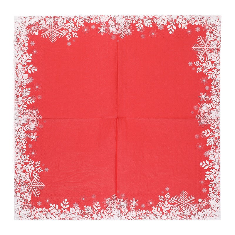 New Christmas Snowflake Red Napkin Printed Paper Napkin Creative Western Restaurant Baking Facial Tissue Spot - Image 3