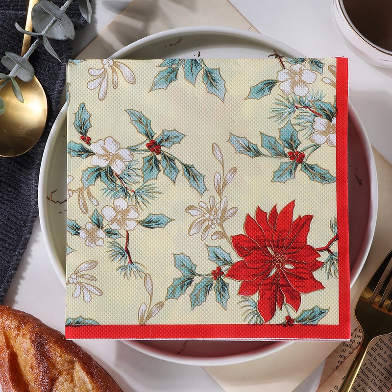 New Christmas Snowflake Red Napkin Printed Paper Napkin Creative Western Restaurant Baking Facial Tissue Spot - Image 1
