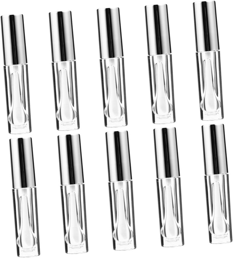 DOITOOL 10pcs Silver Hollow Lip Gloss Tube Empty Cosmetic Containers for Hydrating Lip Gloss Travel-friendly Design for Beginners and Daily Use - Image 1
