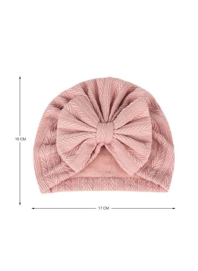 QandSweet 0-24 Months Newborn Girls' Hats Cotton and Linen Cap Infant Big Bow Hat Baby Shower (6 Pack) - Image 3