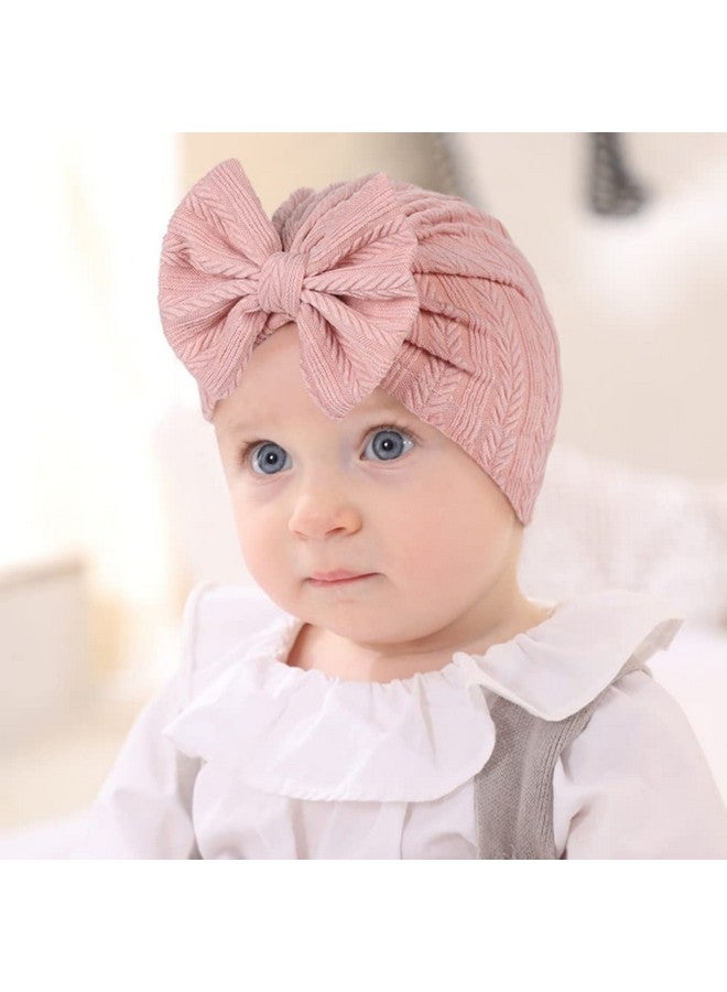 QandSweet 0-24 Months Newborn Girls' Hats Cotton and Linen Cap Infant Big Bow Hat Baby Shower (6 Pack) - Image 2