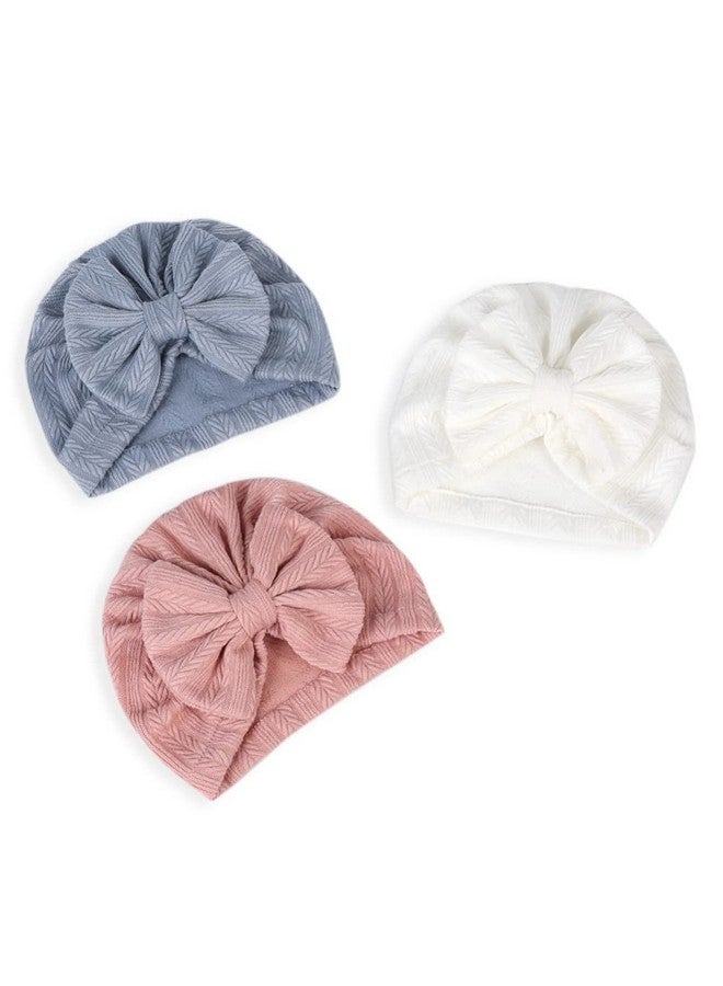 QandSweet 0-24 Months Newborn Girls' Hats Cotton and Linen Cap Infant Big Bow Hat Baby Shower (6 Pack) - Image 5