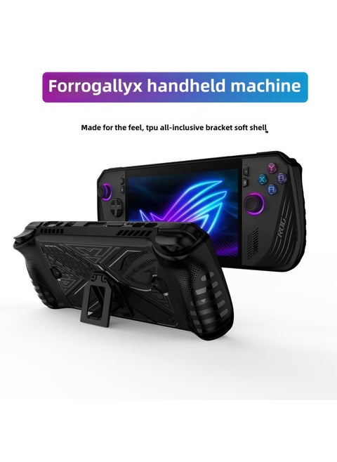 For ASUS ROG ALLY X Game Console Protective Cover Ally X With Bracket TPU Soft Rubber Protective Case-Product Color:black-Model:Rog Ally X
