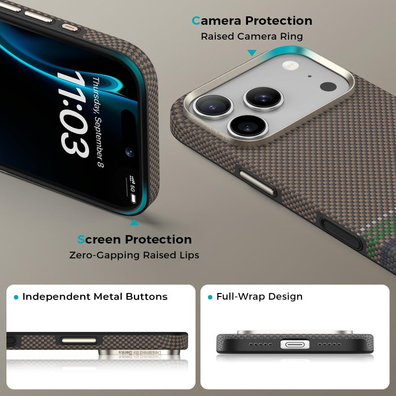 Benks حافظة BENKS Prestige ArmorPro لجهاز iPhone 17 Pro Max مع زر التحكم في الكاميرا، [متوافقة مع Magsafe] حافظة واقية كاملة مصنوعة من ألياف دو بونت كيفلار 1000D - Image 3