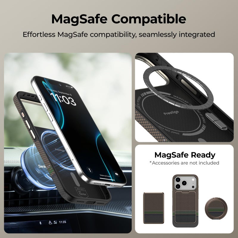 Benks حافظة BENKS Prestige ArmorPro لجهاز iPhone 17 Pro Max مع زر التحكم في الكاميرا، [متوافقة مع Magsafe] حافظة واقية كاملة مصنوعة من ألياف دو بونت كيفلار 1000D - Image 5