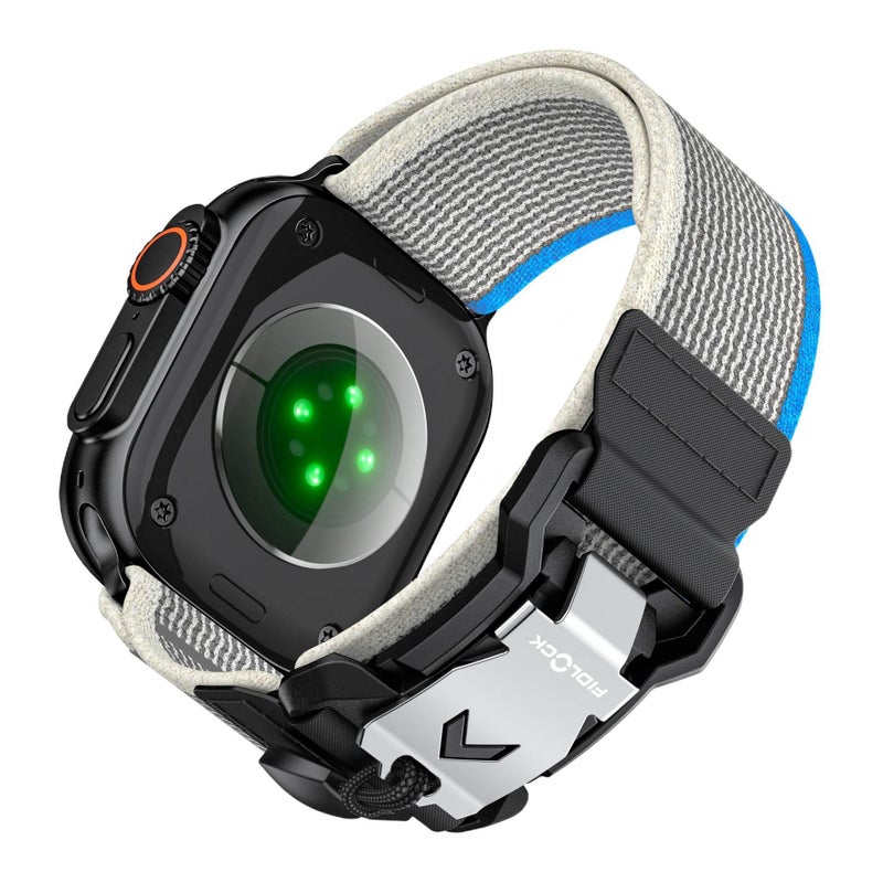 سوار ساعة ذكية سوار نايلون حلقي متوافق مع Apple Watch 42/44/45/49mm بملاءمة قابلة للتعديل وحزام بديل باللون أزرق قابل للتعديل - Image 1
