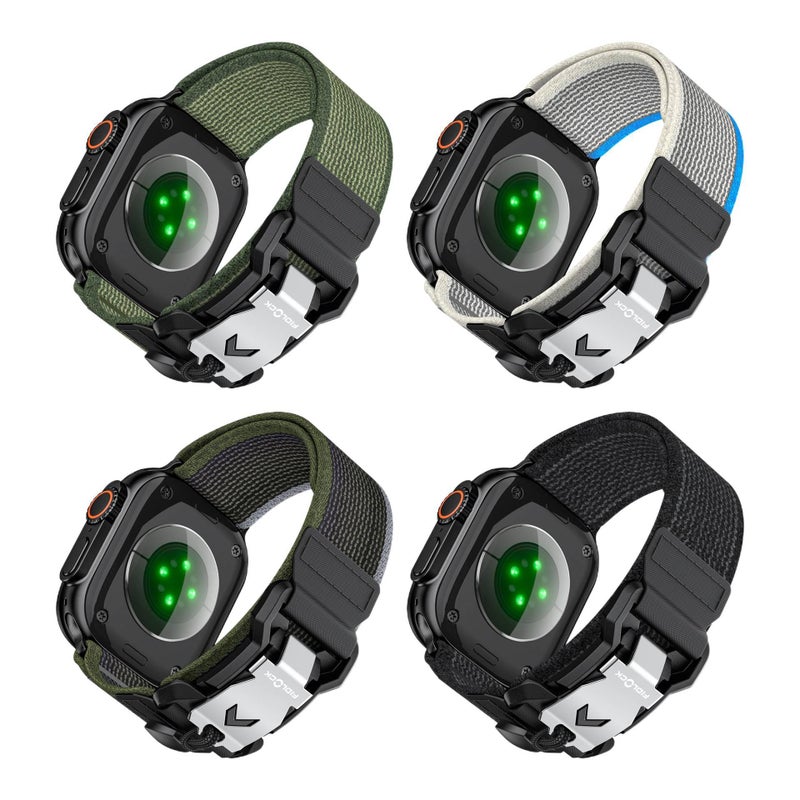 سوار ساعة ذكية سوار نايلون حلقي متوافق مع Apple Watch 42/44/45/49mm بملاءمة قابلة للتعديل وحزام بديل باللون أزرق قابل للتعديل - Image 2