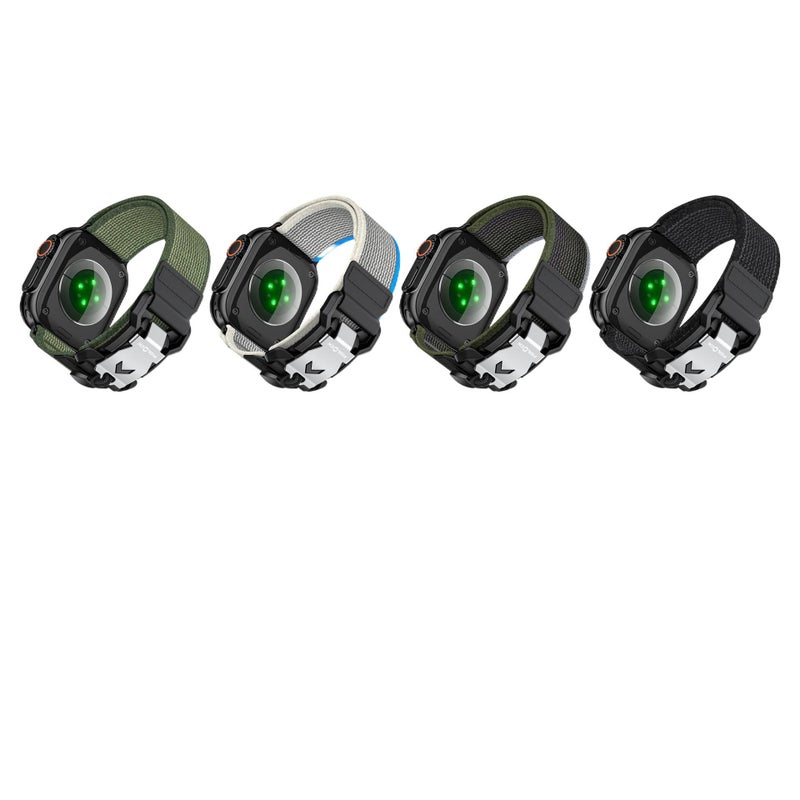 سوار ساعة ذكية سوار نايلون حلقي متوافق مع Apple Watch 42/44/45/49mm بملاءمة قابلة للتعديل وحزام بديل باللون أزرق قابل للتعديل - Image 3