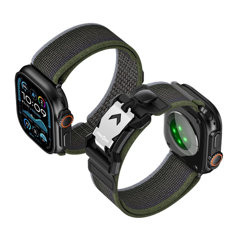 سوار ساعة ذكية سوار نايلون حلقي متوافق مع Apple Watch 42/44/45/49mm بملاءمة قابلة للتعديل وحزام بديل باللون أزرق قابل للتعديل - Image 4