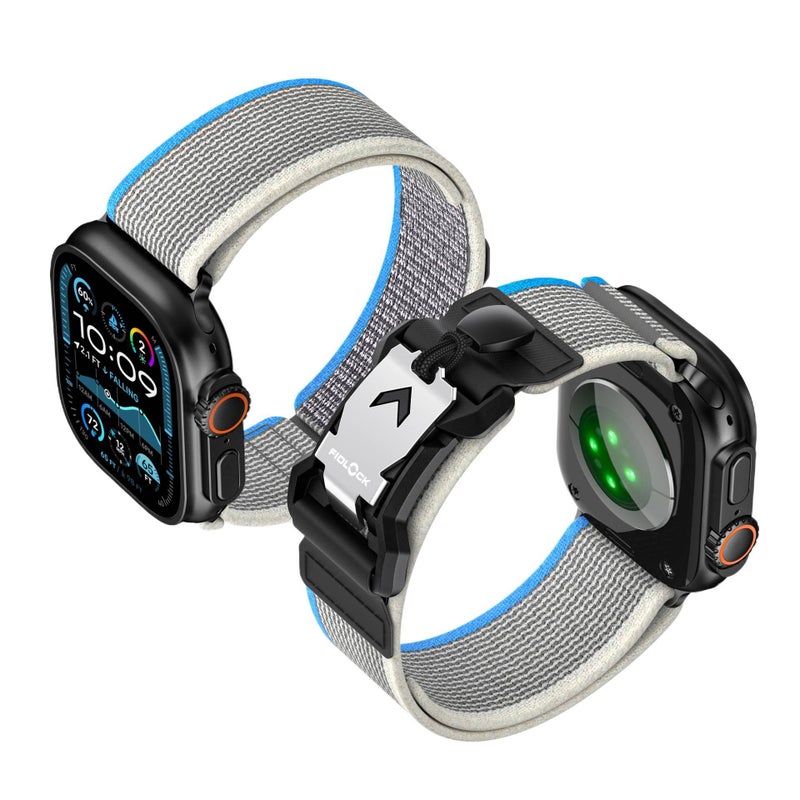 سوار ساعة ذكية سوار نايلون حلقي متوافق مع Apple Watch 42/44/45/49mm بملاءمة قابلة للتعديل وحزام بديل باللون أزرق قابل للتعديل - Image 5