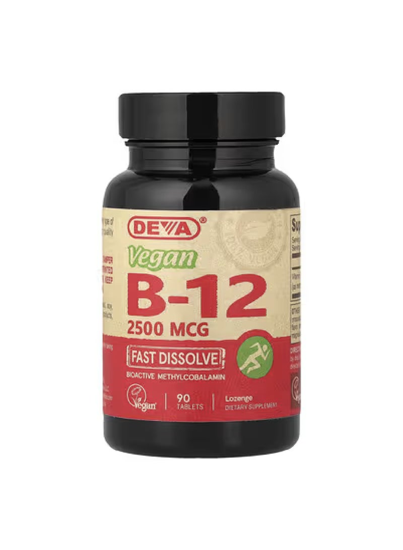 Deva Vegan B-12, Fast-Dissolve, 2,500 mcg, 90 Tablets