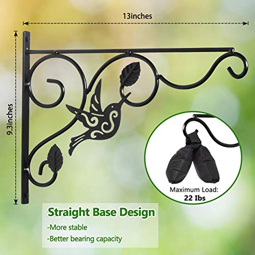 Vumdua Hanging Plants Bracket, 2 Pack 12 inch Wall Planter Hook with Iron Screws Included, Decorative Plant Hanger for Bird Feeders, Wind Chimes Indoor, Flower Pot, Lantern, Outdoor Indoor Patio Decor - Image 3