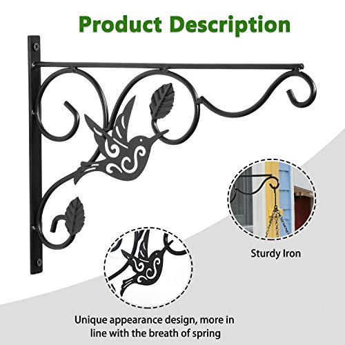 Vumdua Hanging Plants Bracket, 2 Pack 12 inch Wall Planter Hook with Iron Screws Included, Decorative Plant Hanger for Bird Feeders, Wind Chimes Indoor, Flower Pot, Lantern, Outdoor Indoor Patio Decor - Image 2