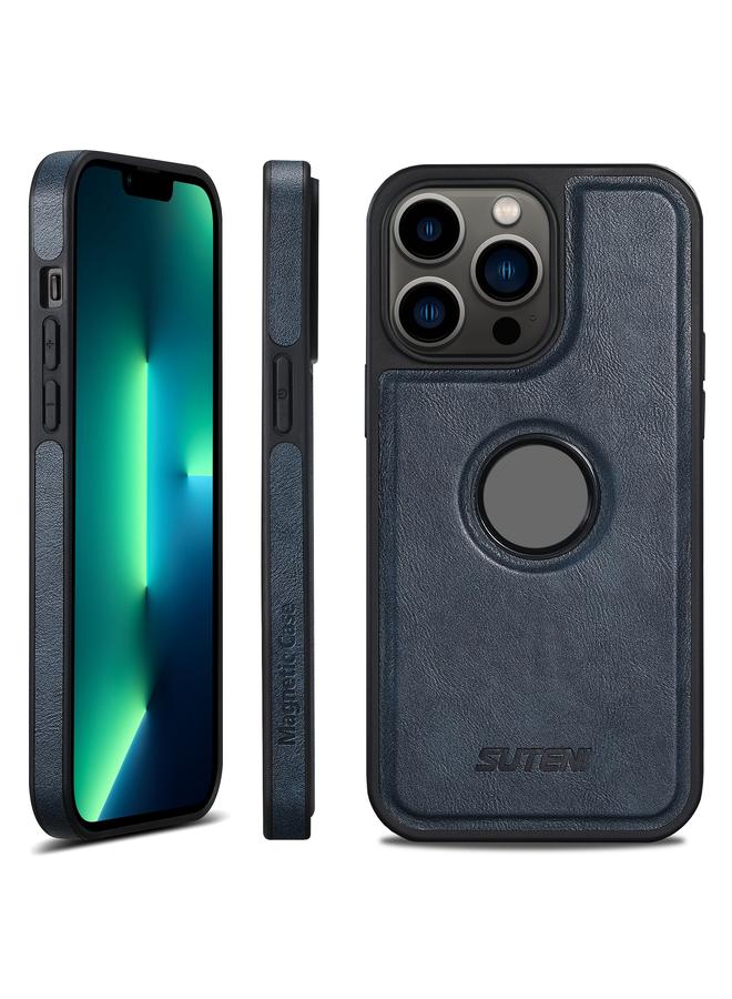 Green Tiger For iPhone 13 Pro Max Suteni G1 Magsafe Leather Back Phone Case(Blue)