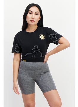 Women Sportswear Fit Brand Logo Training Top, Black Combo