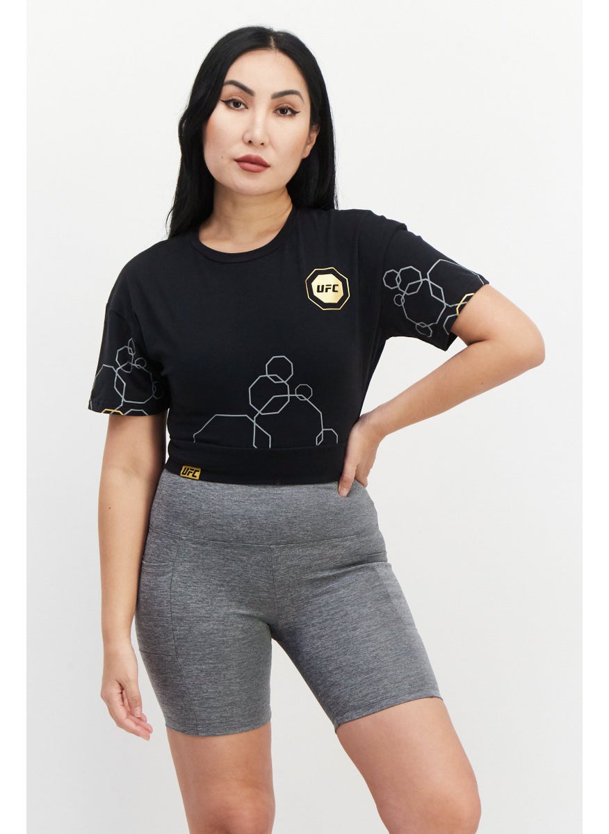 Ufc - Women Sportswear Fit Brand Logo Training Top, Black Combo - Image 1