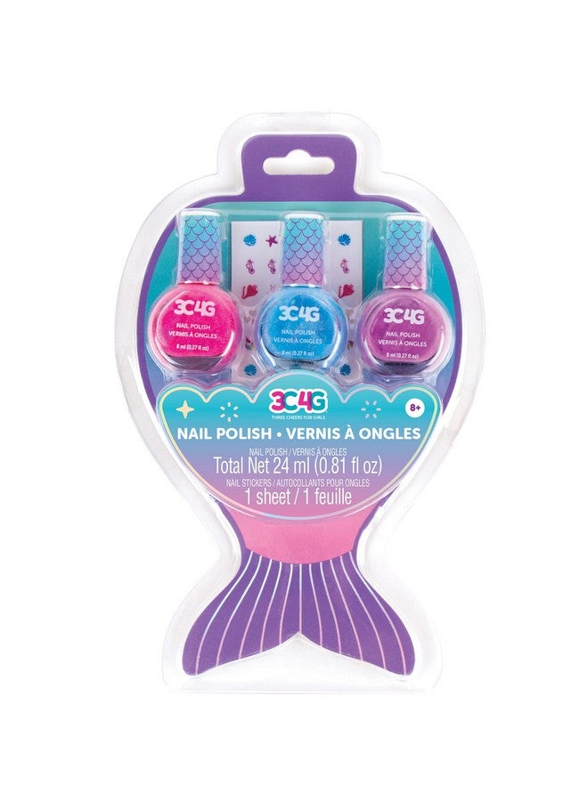 3C4G Mermaid Shimmer Nail Polish Trio Mermaid Hologram Nail Polish Set Includes Pink Blue & Purple Polish For Ages 8 And Up By Make It Real - Image 1