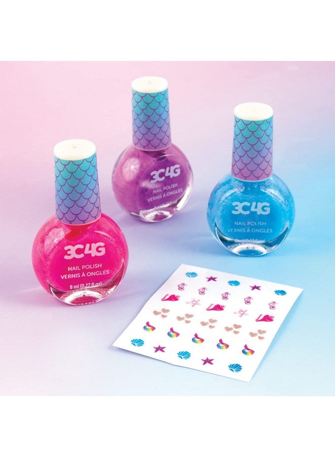 3C4G Mermaid Shimmer Nail Polish Trio Mermaid Hologram Nail Polish Set Includes Pink Blue & Purple Polish For Ages 8 And Up By Make It Real - Image 3