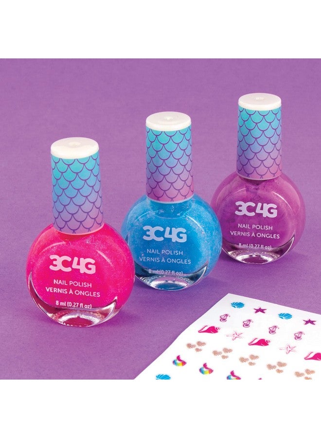 3C4G Mermaid Shimmer Nail Polish Trio Mermaid Hologram Nail Polish Set Includes Pink Blue & Purple Polish For Ages 8 And Up By Make It Real - Image 5