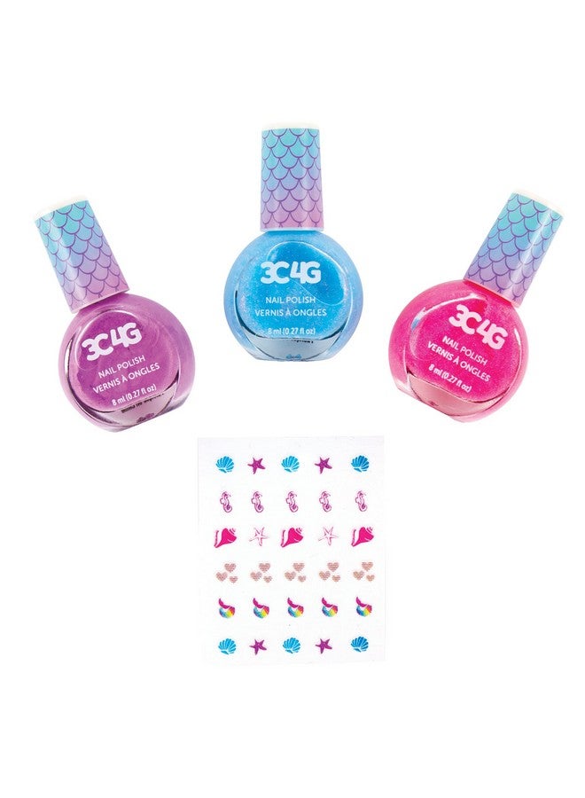3C4G Mermaid Shimmer Nail Polish Trio Mermaid Hologram Nail Polish Set Includes Pink Blue & Purple Polish For Ages 8 And Up By Make It Real - Image 2