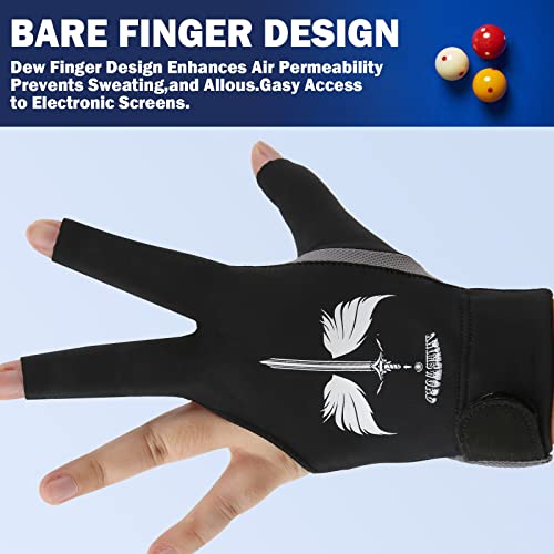 ANIMSWORD Breathable and Comfortable Billiard Pool Gloves Fits on Left Hand or Right Hand 3 Finger for Snooker Cue Sport Glove. - Image 2