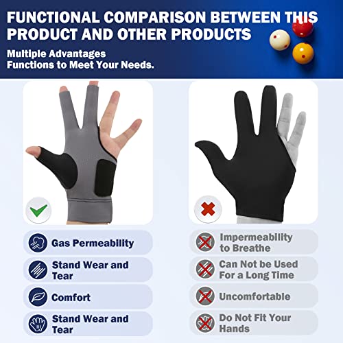 ANIMSWORD Breathable and Comfortable Billiard Pool Gloves Fits on Left Hand or Right Hand 3 Finger for Snooker Cue Sport Glove. - Image 5