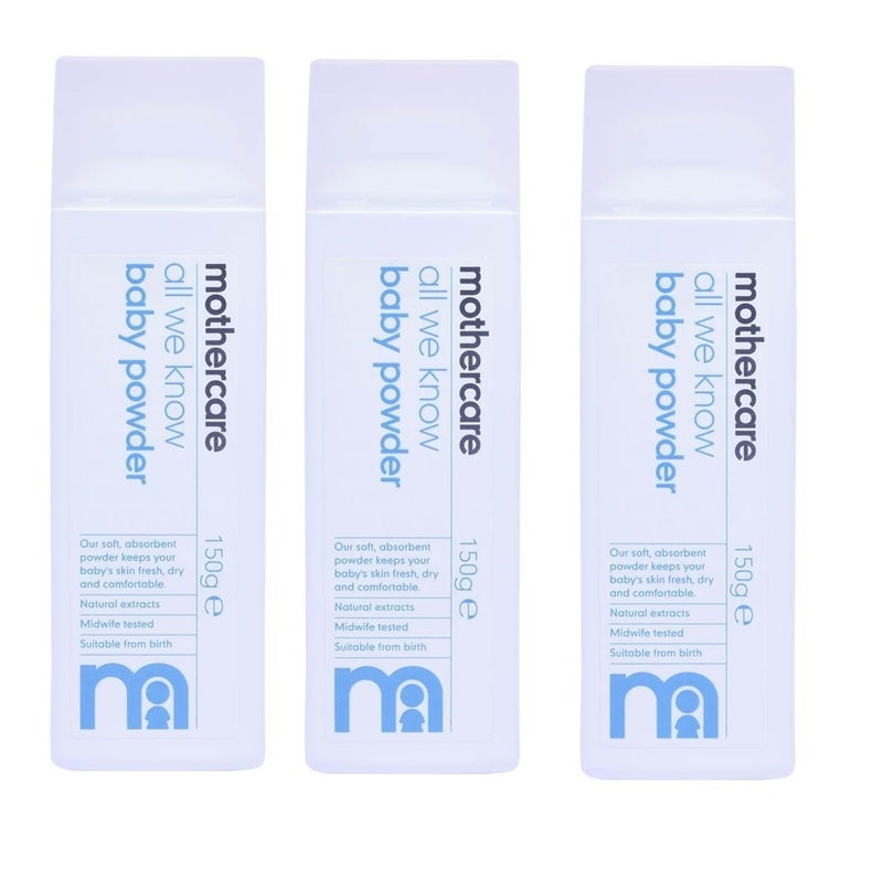 Mothercare All We Know Baby Powder 150g (Combo Pack Of 3 Pcs) - Image 1