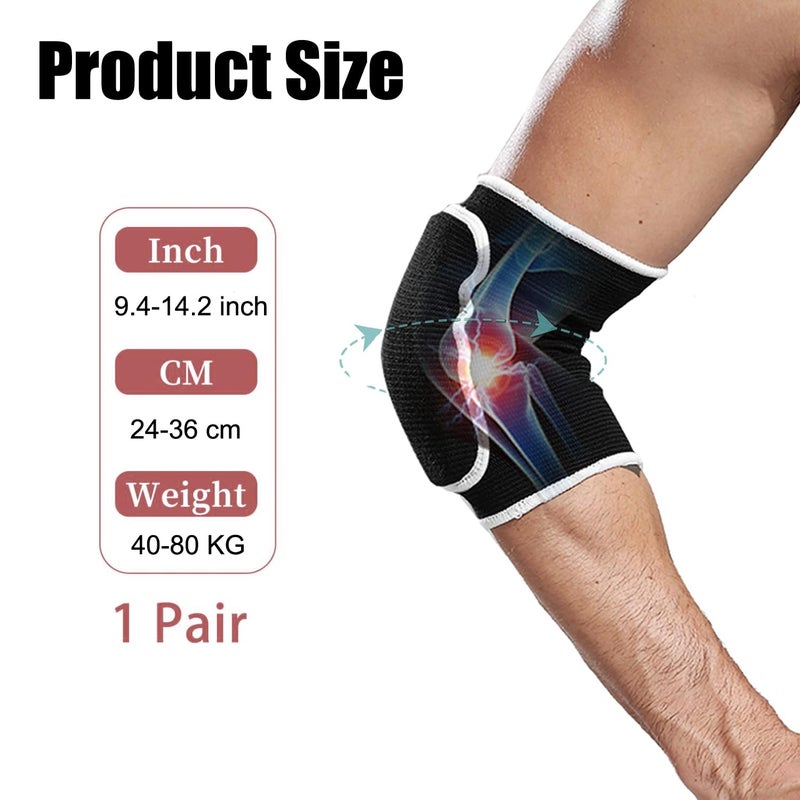 YCYU Workouty 1 زوج من وسادات الكوع الضاغطة دعامة الذراع دعم اللياقة البدنية حماية الذراع والركبة كرة الطائرة كرة السلة لفافات الكوع القابلة للتنفس (أسود) - Image 2