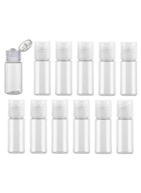 12Pcs 15Ml/0.5Oz Empty Plastic Bottles With Flip Top Cap Refillable Clear Travel Bottles Makeup Sample Packing Storage Pot Jars With Flip Cap For Shampoo Toner Lotion Toiletries