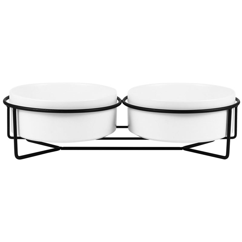 Ceramic Raised Dog Bowls Non Spill Pet Feeder Stand 13cm Double Cat Water Food Bowl - Image 2