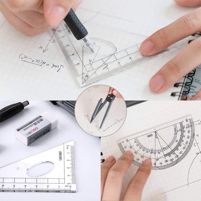 BEANPRECOY 8 Pcs Compass Rulers Set ，Geometry Compass Sets ，Geometry Kit ， Math Geometry Set of student supplies ，for Drawing, Measurement, Mathematical Model, Learning Tool (8) - Image 4