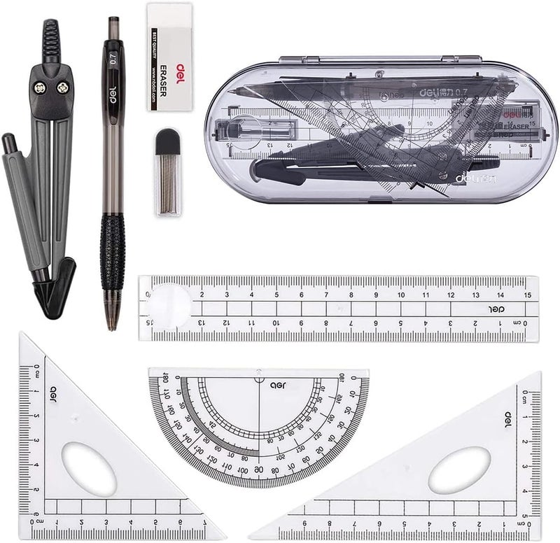 BEANPRECOY 8 Pcs Compass Rulers Set ，Geometry Compass Sets ，Geometry Kit ， Math Geometry Set of student supplies ，for Drawing, Measurement, Mathematical Model, Learning Tool (8) - Image 1