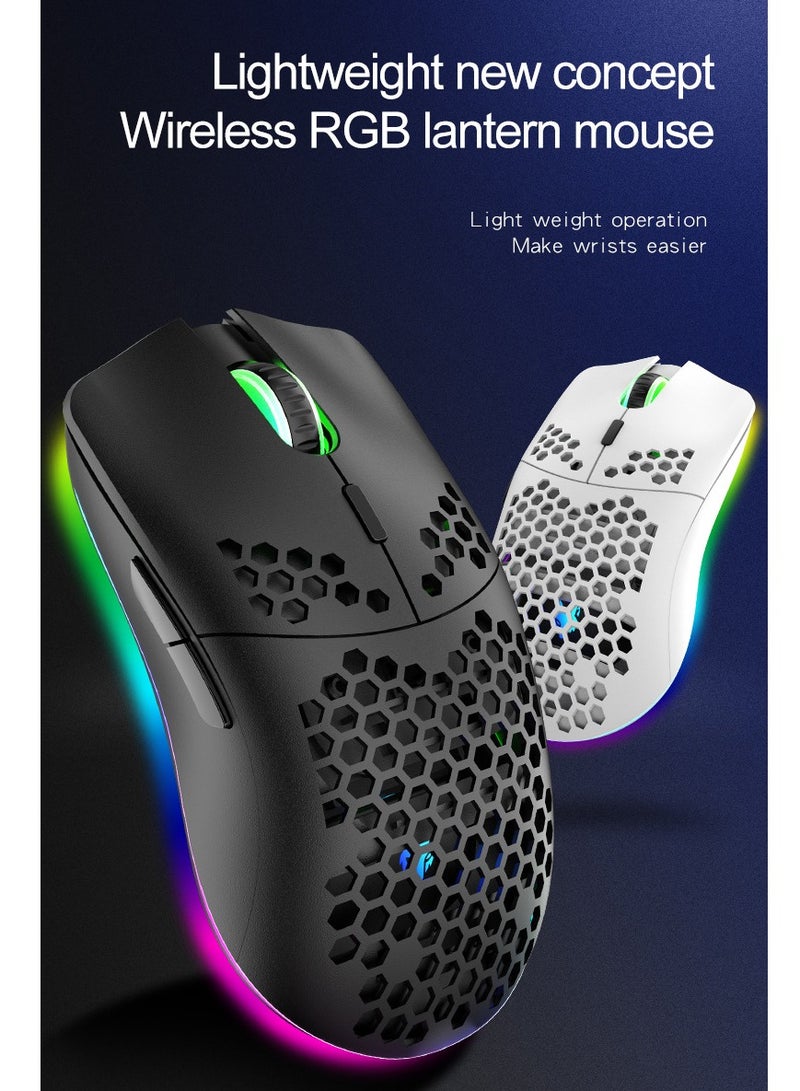 XUNFOX Wireless Gaming Mouse, Honeycomb Hollow Design Ergonomic Wireless Mouse with Backlight, 6 Buttons 4 Speed Adjustable DPI Computer Mouse Rechargeable RGB Gaming Wireless Mouse for Mac Laptop PC Black - Image 4