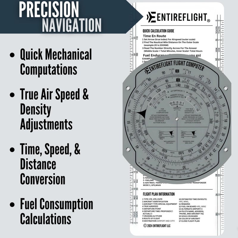EntireFlight EntireFlight - E6B Flight Computer and Aviation Plotter - Essential Pilot Accessories and Aviation Tools for Your Flight Bag - Use with IFR VFR Sectional Charts - Premium Aviation Tools  - Image 3