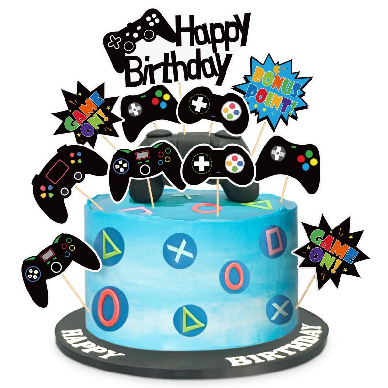 Adecortalk 12Pcs Game Cupcake Toppers Happy Birthday Cake Toppers Video Game Party Decorations for Video Game Fans Birthday Baby Shower Party Supplies - Image 2