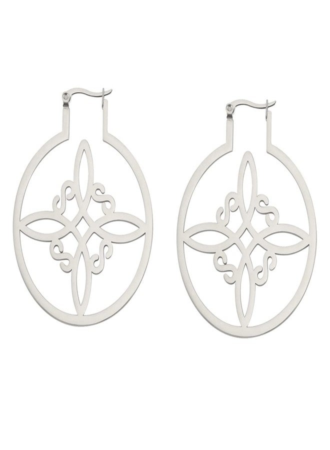 UNIFT Witches Knot Earrings For Women Stainless Steel Hollow Out Geometric Style Celtic Knot Flattened Hoop Earrings Witchcraft Good Luck Irish Jewelry - Image 1
